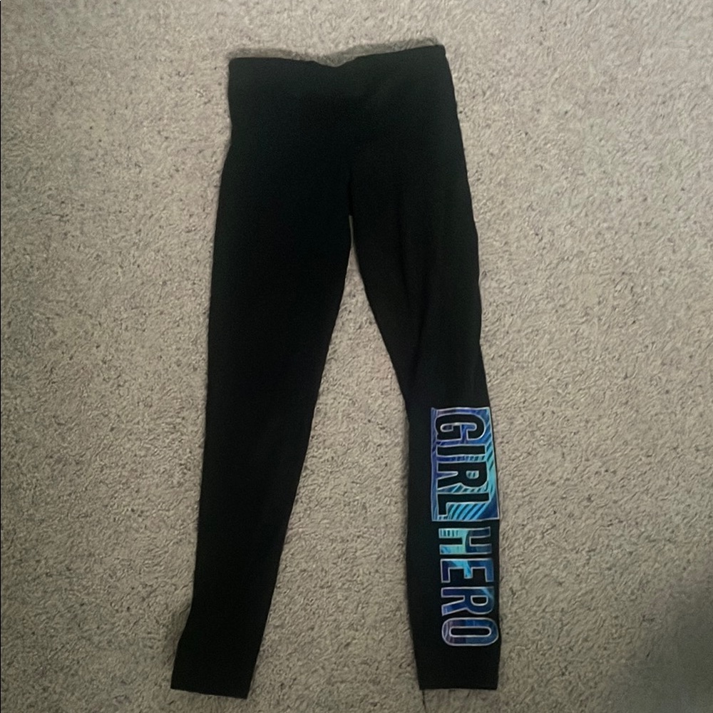 3/$15 Champion Black Leggings with Graphic Detail girls 7 / 8